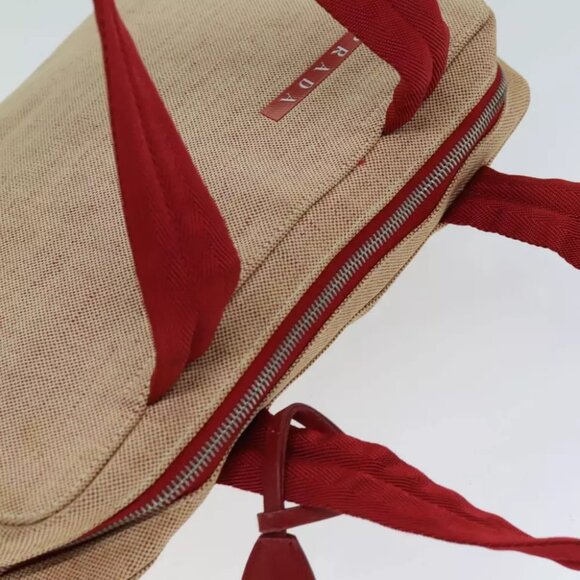 PRADA Sports Tote Bag Canvas Red Beige - Picture 7 of 16